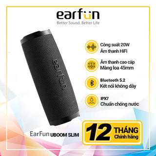 Loa bluetooth di động EarFun UBOOM Slim Bluetooth 5.2, Chống nước IPX7, Pin 16 giờ, Kết hợp 2 loa Stereo
