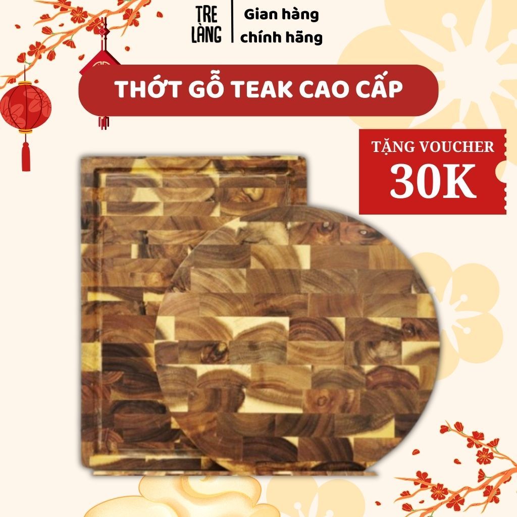 Thớt gỗ teak cắt thái băm chặt dùng cho gia đình và nhà hàng Thớt teak Tre Làng