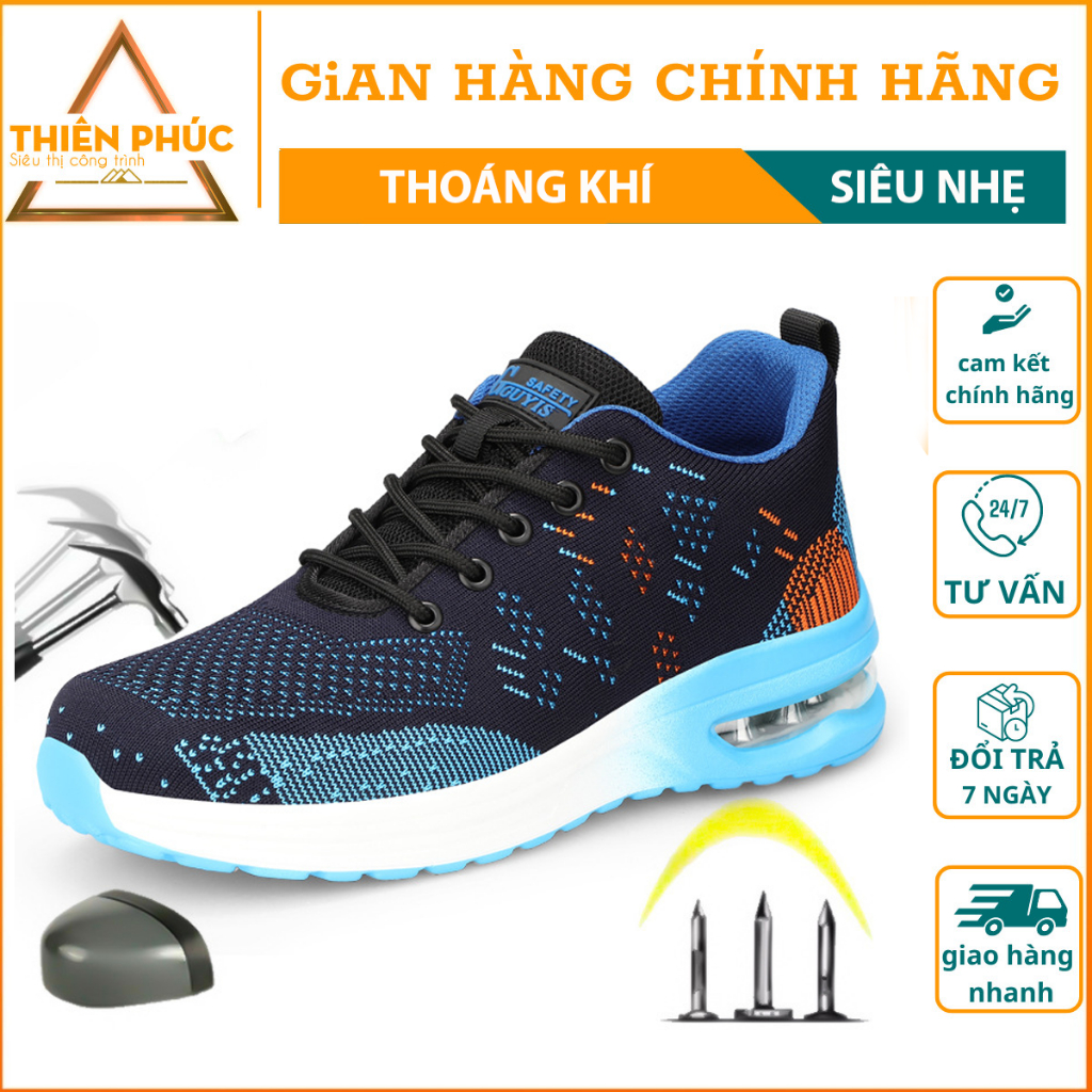 Giày bảo hộ lao động siêu nhẹ kiểu dáng thể thao GUYISA xanh