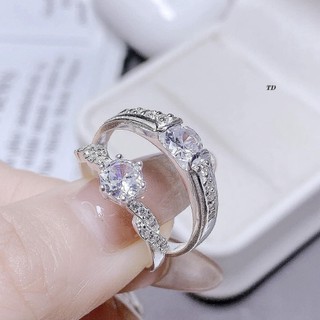 Nhẫn đôi bạc thật gắn đá cao cấp, Nhẫn bạc Bibi silver