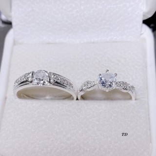 Nhẫn đôi bạc thật gắn đá cao cấp, Nhẫn bạc Bibi silver