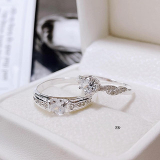 Nhẫn đôi bạc thật gắn đá cao cấp, Nhẫn bạc Bibi silver