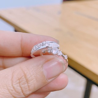 Nhẫn đôi nhẫn cặp bạc Bibi, Nhẫn đôi bạc thật cao cấp Bibi silver