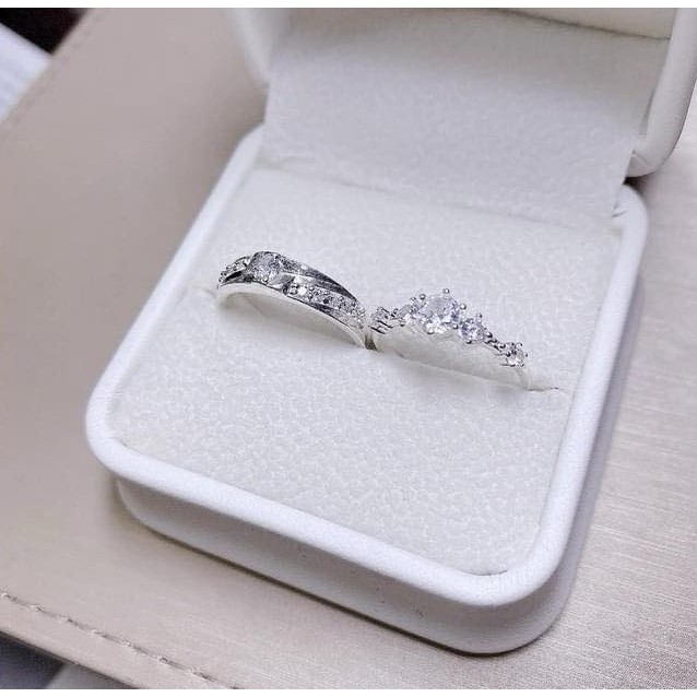 Nhẫn đôi nhẫn cặp bạc Bibi, Nhẫn đôi bạc thật cao cấp Bibi silver