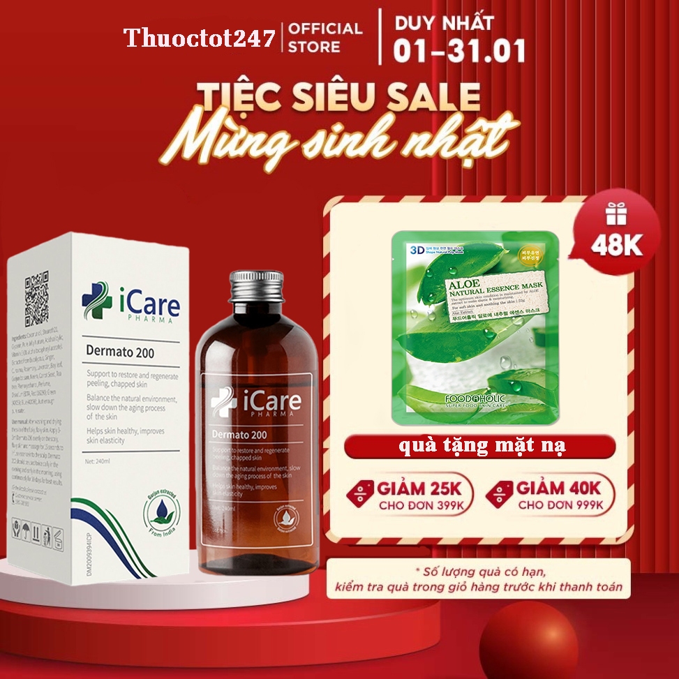 Ngăn Ngừa Rụng Tóc, Phục Hồi Tóc Hư Tổn, Ngăn Ngừa Gàu Nấm Da Đầu với Dermato 200 - Chiết Xuất Dược Liệu Tự Nhiên