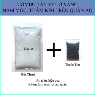 Combo 100Gr Thuốc Tím +1Kg Bột Chanh Tẩy Vết Ố Vàng - Thâm Kim - Nấm Mốc Trên Quần Áo
