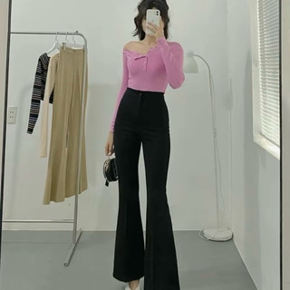 Quần loe umi cạp cao kéo khoá túi sau bigsize