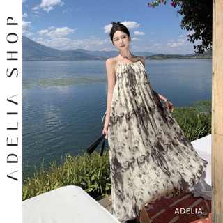 「ADELIA」Đầm Maxi Dáng Dài Họa Tiết Vẩy Mực Phong Cách Trung Hoa Hàng Quảng Châu DH443
