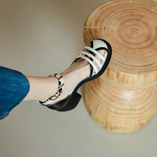 ORDER ✅ Giày da đan rọ gót cao su tròn 34-39
