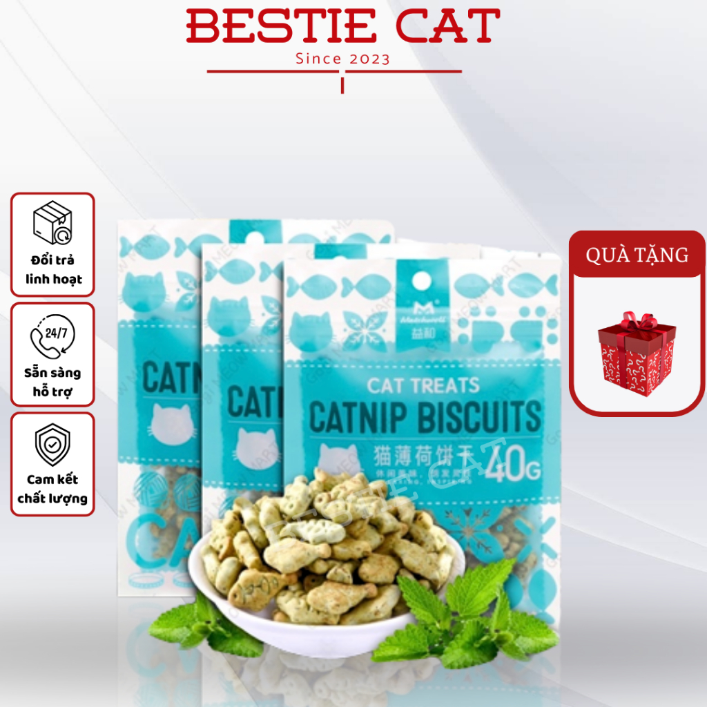 Bánh cá Catnip Biscuits Bánh thưởng cho Mèo hỗ trợ tiêu hóa tiêu búi lông