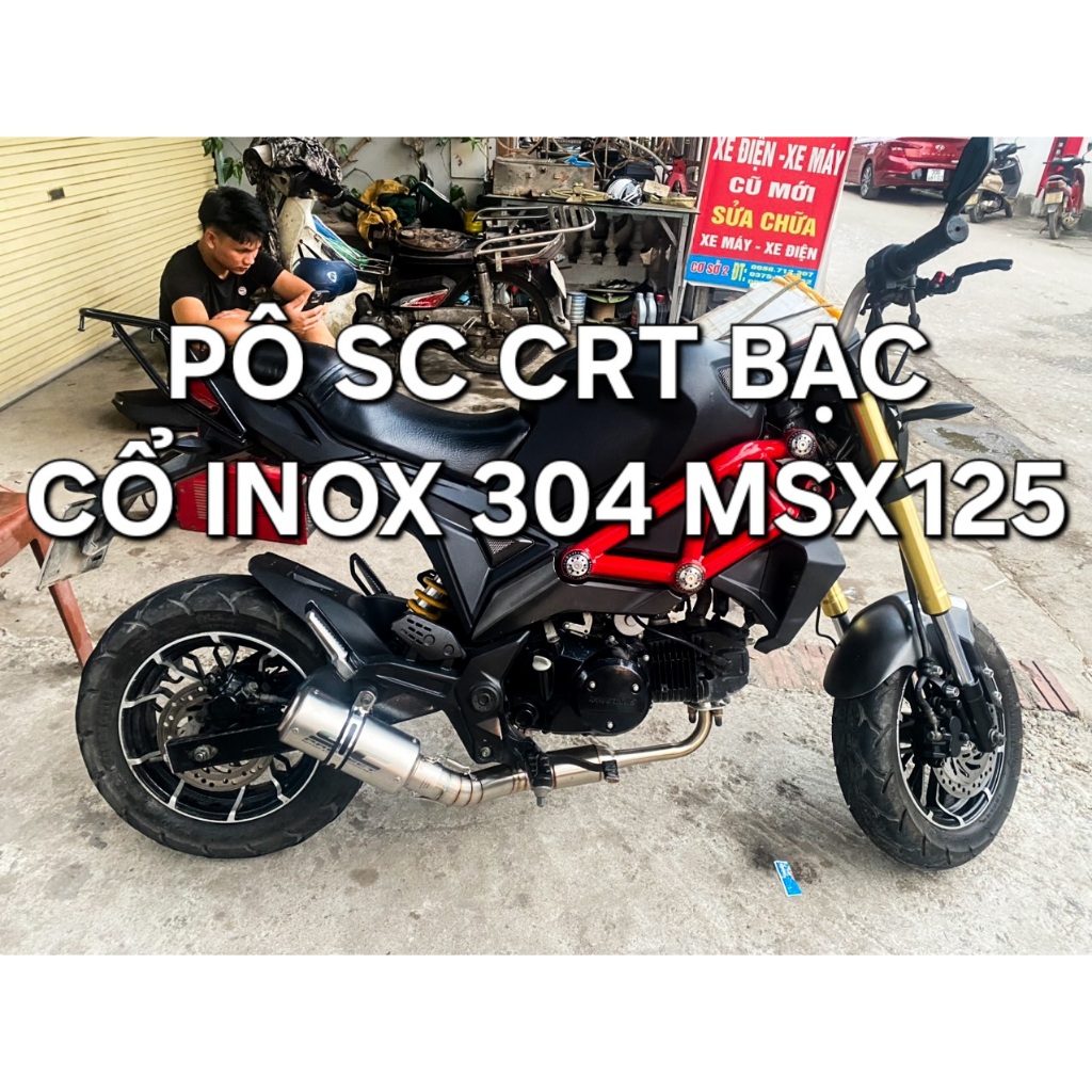Pô Độ SC CRT Bạc Và Cổ Inox 304 Honda MSX125
