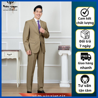 Bộ vest trung niên cao cấp chất vải Tuysi pha len nhập khẩu của Ấn Độ ( Tặng Cà Vạt )