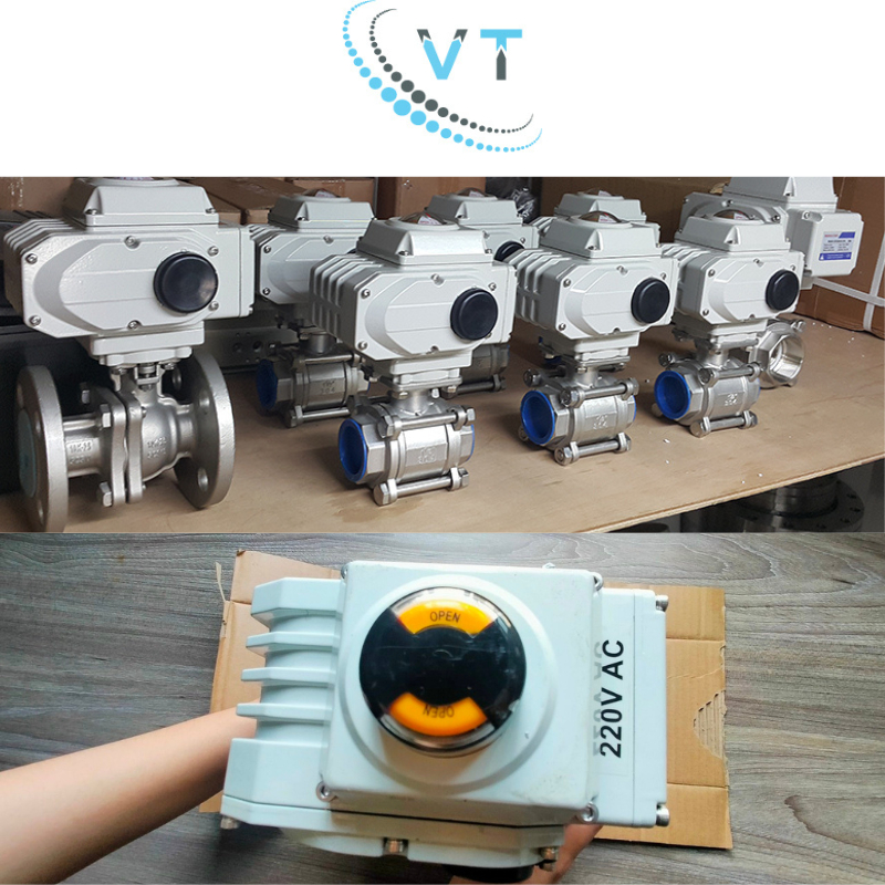 Van bi mặt bích JIS10K CF8 điều khiển điện on/off 220V 220V DN65-DN150