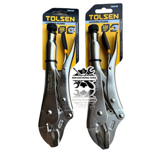 Kìm bấm chết khóa mỏ thẳng thép Cr-V chống gỉ sét Tolsen 10048 | Kìm bấm chết miệng cong 10049