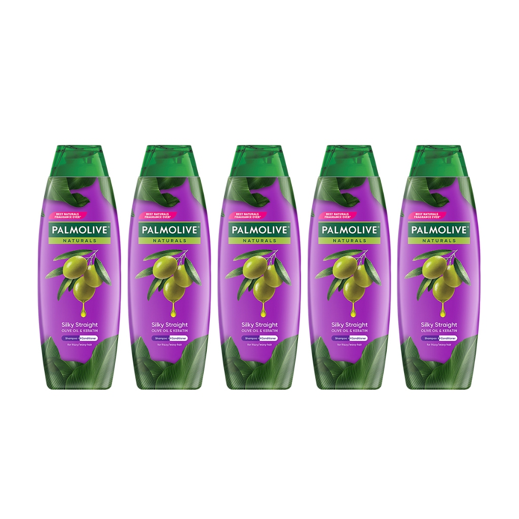 Bộ 5 Dầu gội Palmolive kèm xả 2 trong 1 chiết xuất thiên nhiên Suôn Mượt Óng Ả 180ml