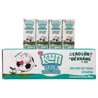 Thùng 48 hộp sữa tươi tiệt trùng có đường LOF Kun 100% Sữa tươi 180ml