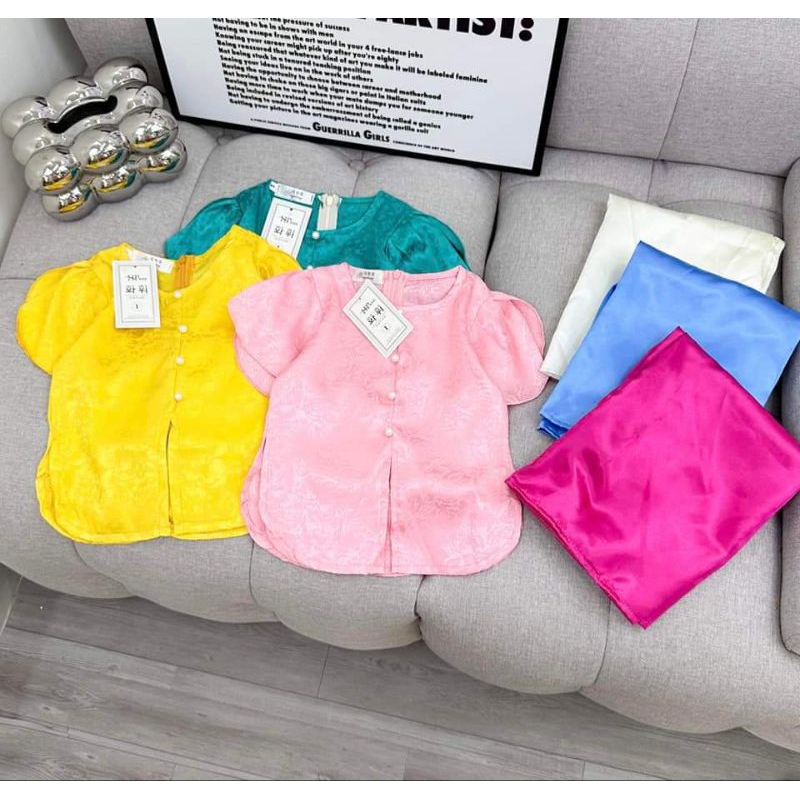 (10-28kg) Bộ bà ba gấm lụa xinh xắn bé gái