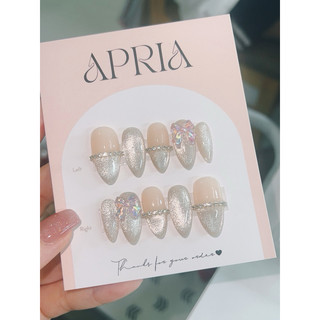Nail box thiết kế thạch nude đính đá nơ - ht01