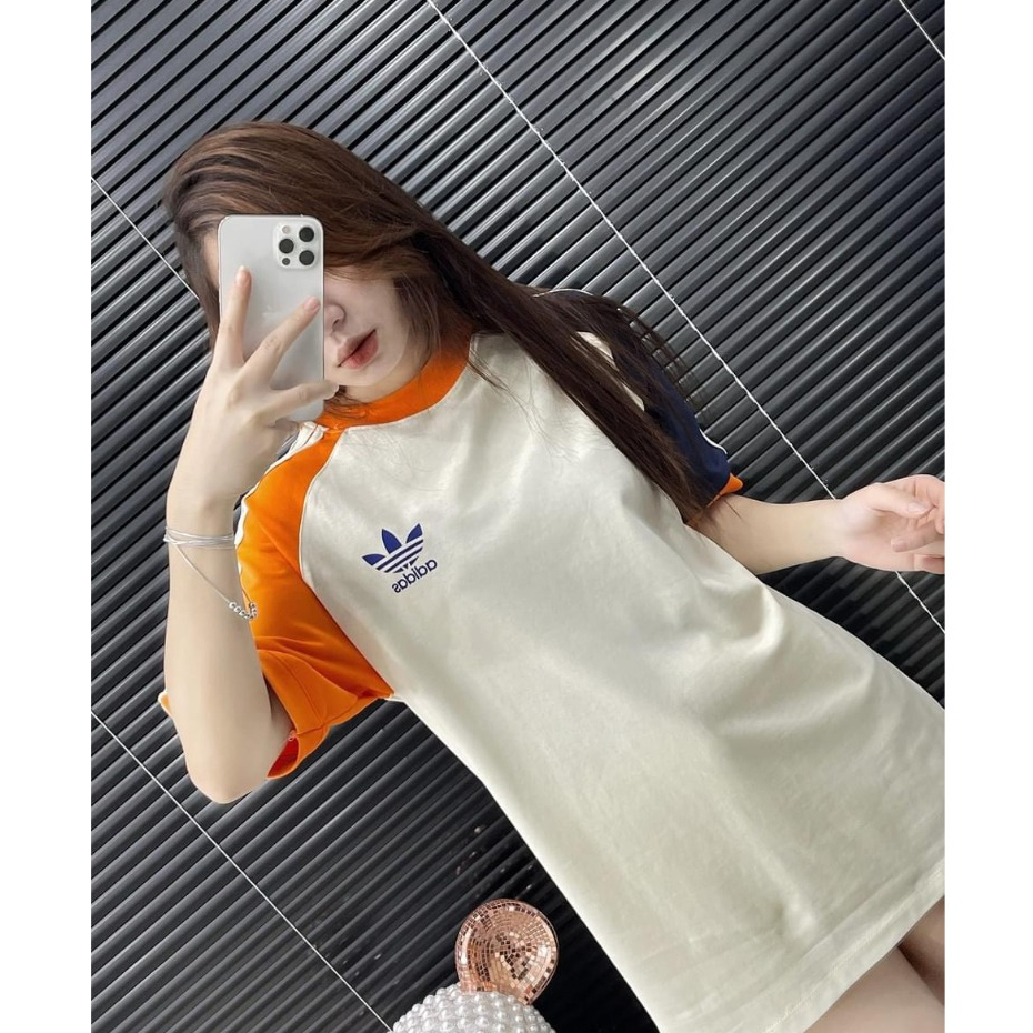 Áo Phông Adidas Phối Màu Thêu Logo Trước Ngực Chất Cotton Khô Dày Dặn - Áo Thun Nam Nữ Dáng Unisex Hot Trend 2023