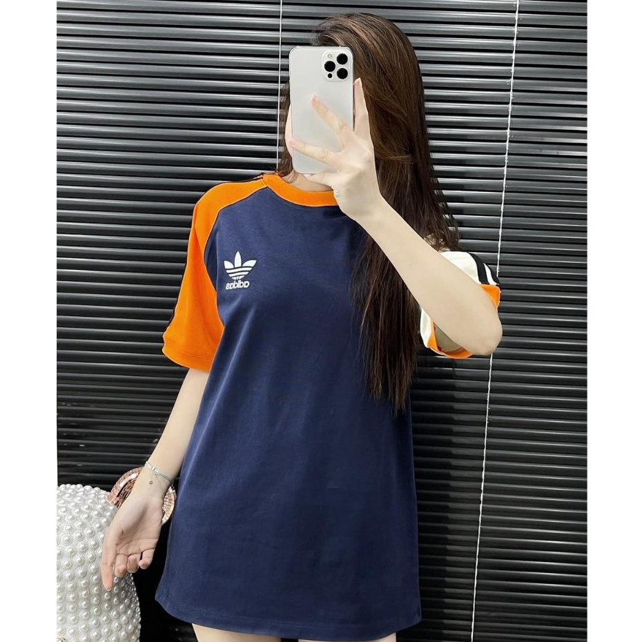 Áo Phông Adidas Phối Màu Thêu Logo Trước Ngực Chất Cotton Khô Dày Dặn - Áo Thun Nam Nữ Dáng Unisex Hot Trend 2023