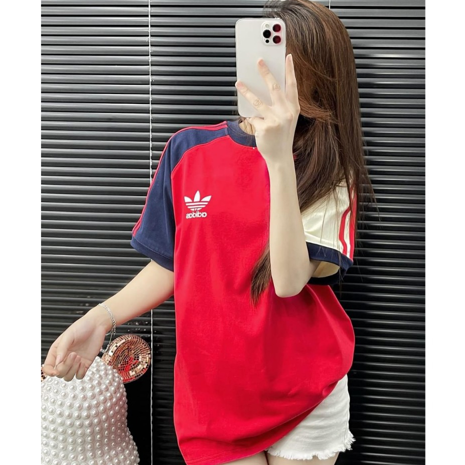Áo Phông Adidas Phối Màu Thêu Logo Trước Ngực Chất Cotton Khô Dày Dặn - Áo Thun Nam Nữ Dáng Unisex Hot Trend 2023