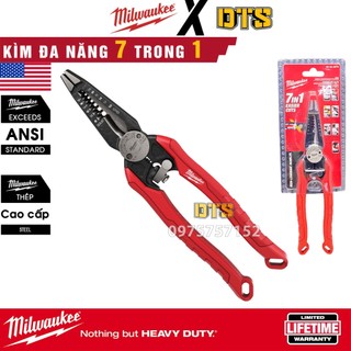 Kìm kết hợp 7 trong 1 Milwaukee | Kìm đa năng trợ lực 7 chức năng tuốt dây, lắp đặt điện thép đúc nguyên khối 48-22-3078