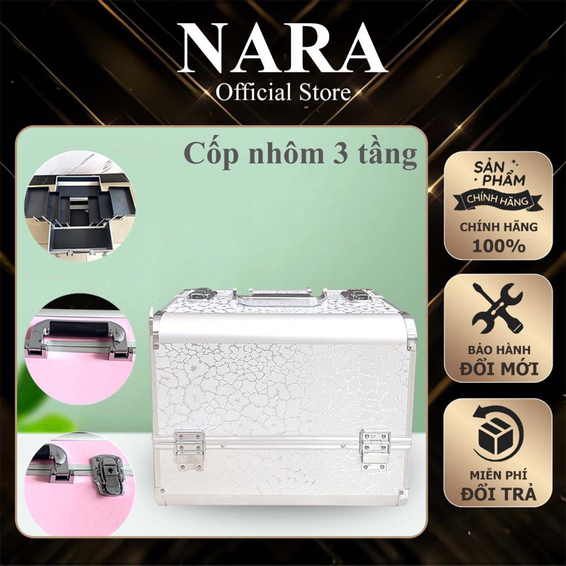 Cốp Nhôm Đựng Nail - Mi - Makeup - Phun Xăm 3 Tầng ( 37*29*23), Cốp Nhôm Cao Cấp Đựng Đồ 2 Khoá Cài