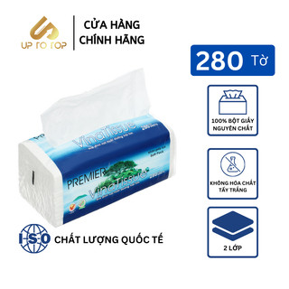  Khăn giấy lụa giấy ăn rút PREMIER Vinatissue 280 tờ chính hãng siêu mềm mịn không tẩy trắng 