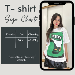Áo thun nữ cotton cao cấp in hình chú vịt YEET dáng thụng Unisex cổ tròn 11934 IMES by Cái Thủy