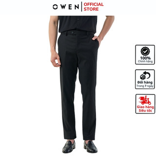 Quần âu nam công sở cao cấp OWEN QS231500 đồ tây xịn phom slim fit ống ôm tôn dáng màu đen vải polyester chống nhăn