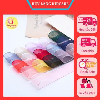 (Cuộn 10m)Ruy băng voan nhũ 2102RB cao cấp dùng làm hoa voan, dây thắt nơ hộp quà, ruy băng làm nơ