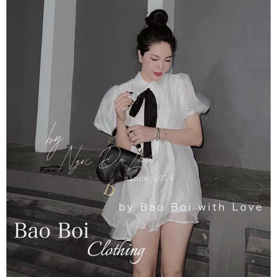 ÁO SƠ MI TƠ TAY BỒNG CỔ NƠ BÁNH BÈO TIỂU THƯ - TUYỂN SỈ
