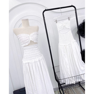 ĐẦM MAXI NHÚN THẮT EO