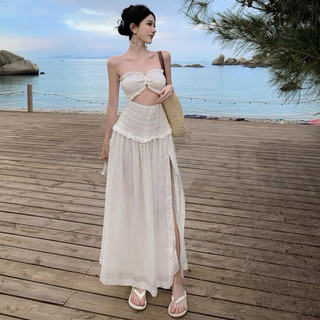 ĐẦM MAXI NHÚN THẮT EO