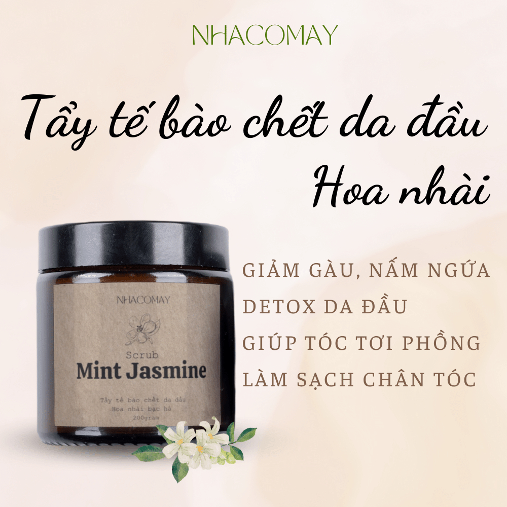 Tẩy tế bào chết da đầu Hoa nhài Nhà cô Mây - Detox da đầu, kiềm dầu, giảm gàu, tơi phồng tóc