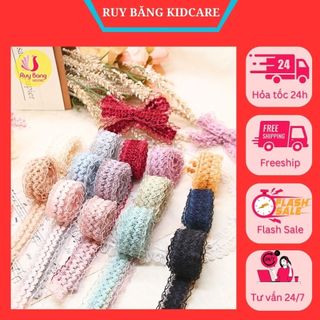 Ruy băng ren co giãn dùng làm nơ kẹp tóc, băng đô đeo đầu cho bé, phụ kiện may mặc