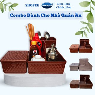 Combo Khay Đựng Muỗng Đũa Gia Vị Size Lớn và Hộp Giấy Vuông Chống Bụi Dành Cho Nhà Hàng Quán Ăn