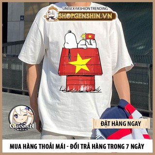 Áo Thun Unisex Chó Snoopy Việt Nam Siêu Cute Cực Chất Form Rộng Chất Vải Co Giãn Thoáng Mát Không Xù