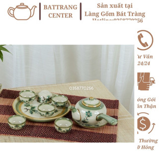 Bộ Bình Trà / Bộ Ấm Chén Dáng Chuôi Nhiều Hoạ Tiết Chuẩn Gốm Bát Tràng