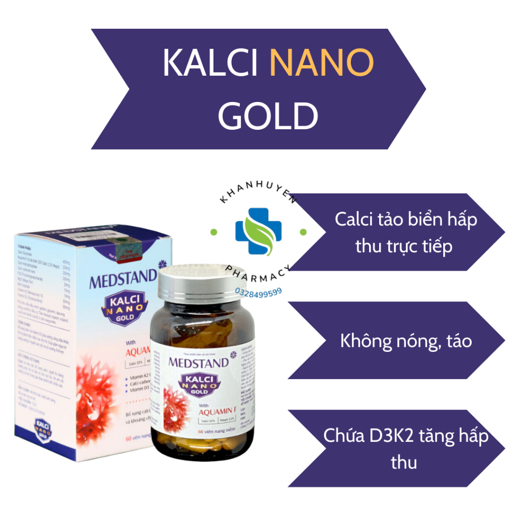 Kalci nano gold - Bổ sung canxi từ tảo biển , canxi không nóng , không táo