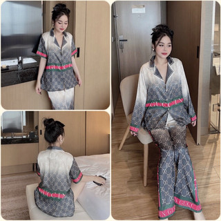 Đồ bộ Pyjama nữ in 5D G.C loang xám lụa xước Sam cao cấp