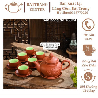 (CHỌN 4 MẪU) Ấm chén Tử Sa Bát Tràng đất nung đỏ đắp nổi