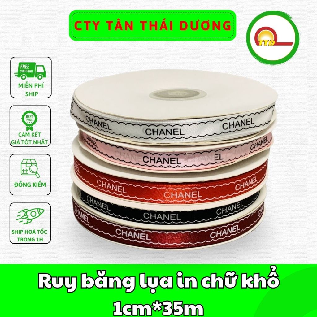 Ruy băng lụa in chữ khổ 1cm*35m