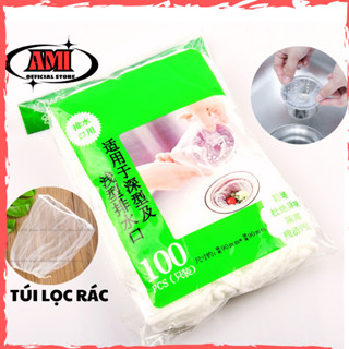 Combo 100 túi lọc rác bồn rửa chén bát, túi lưới lọc rác chậu rửa bát, bọc đựng rác bồn rửa bát AMI
