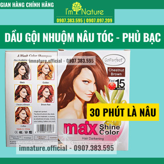10 Gói Gội Nhuộm Nâu Tóc Phủ Bạc Gội Là Nâu (30gr x 10 gói/ hộp) Solbol / Bolsa