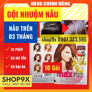 10 Gói Dầu Gội Nhuộm Nâu Tóc Hạt Dẻ Max Shine Color