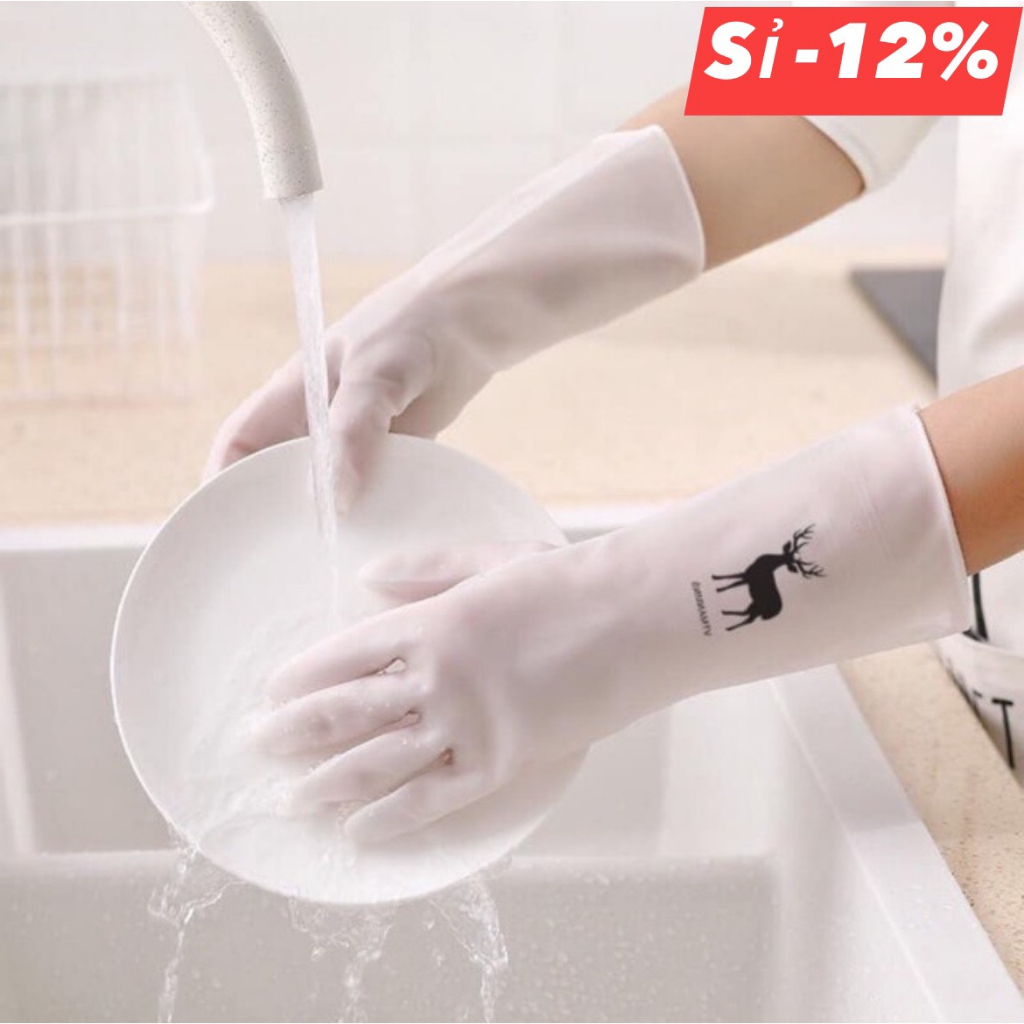 Găng tay cao su rửa bát, bao tay cao su rửa chén, găng tay hươu làm bếp giặt quần áo siêu dai co dãn