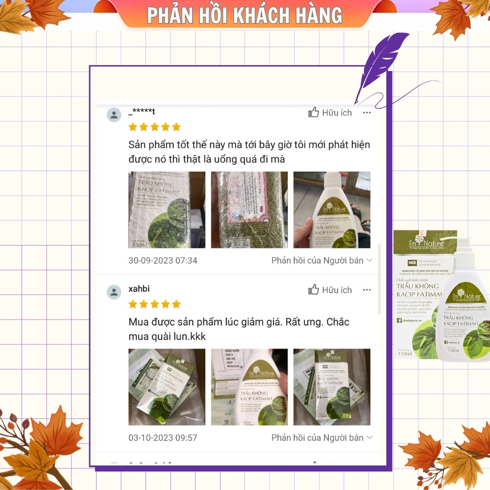 2 Chai Dung Dịch Vệ Sinh Phụ Nữ IM NATURE Gel Trầu Không 150ml Làm Hồng Giảm Nấm Ngứa Phụ Khoa An Toàn Bà Bầu Sau Sinh