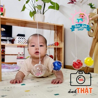 Đồ chơi cho bé từ 3-6 tháng - 4 quả cầu pha lê cho bé phát triển ĐA GIÁC QUAN SENSORY, tăng cử động với tay, học cầm nắm
