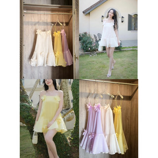 Đầm dây suông babydoll kết hoa xinh